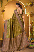 Olive Green Silk Woven Work Traditional Saree