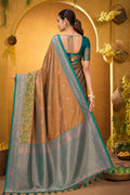 Bronze Gold Silk Woven Work Traditional Saree