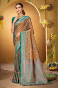 Bronze Gold Silk Woven Work Traditional Saree