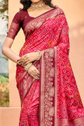 Bright Red Soft Silk Woven Work Traditional Saree