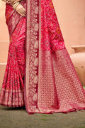 Bright Red Soft Silk Woven Work Traditional Saree