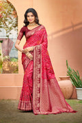 Bright Red Soft Silk Woven Work Traditional Saree