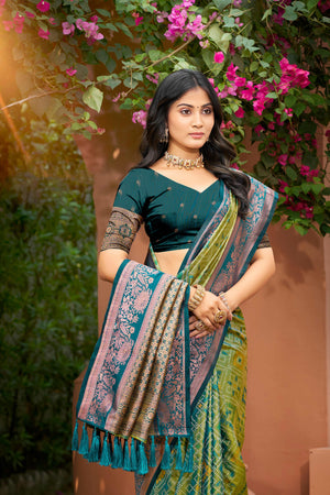 Parrot Green Soft Silk Woven Work Traditional Saree