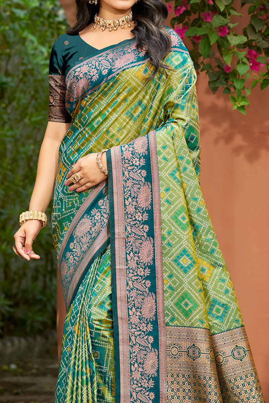 Parrot Green Soft Silk Woven Work Traditional Saree