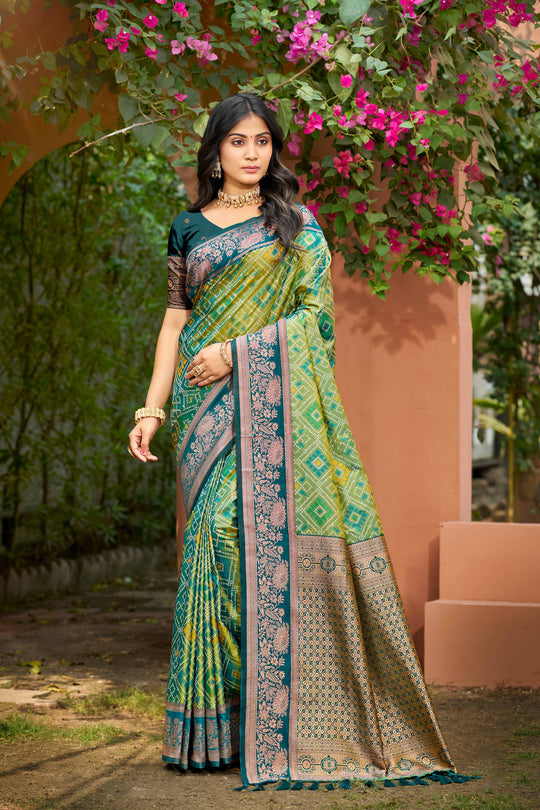 Parrot Green Soft Silk Woven Work Traditional Saree