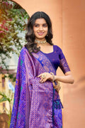 Royal Blue Soft Silk Woven Work Traditional Saree