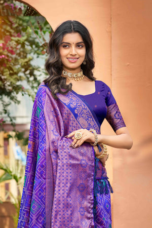 Royal Blue Soft Silk Woven Work Traditional Saree