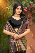 Olive Green Soft Silk Woven Work Traditional Saree