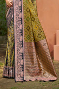 Olive Green Soft Silk Woven Work Traditional Saree