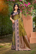 Olive Green Soft Silk Woven Work Traditional Saree