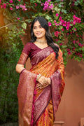 Mustard Yellow Soft Silk Woven Work Traditional Saree