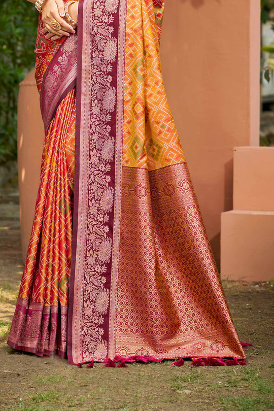 Mustard Yellow Soft Silk Woven Work Traditional Saree