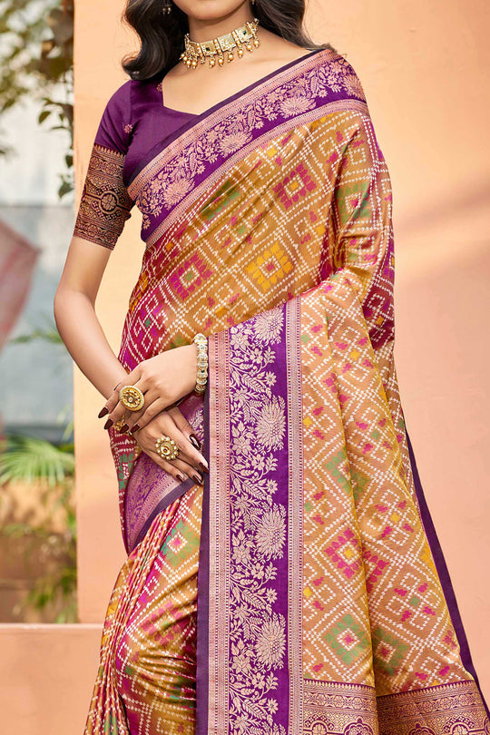 Mustard Gold Soft Silk Woven Work Traditional Saree