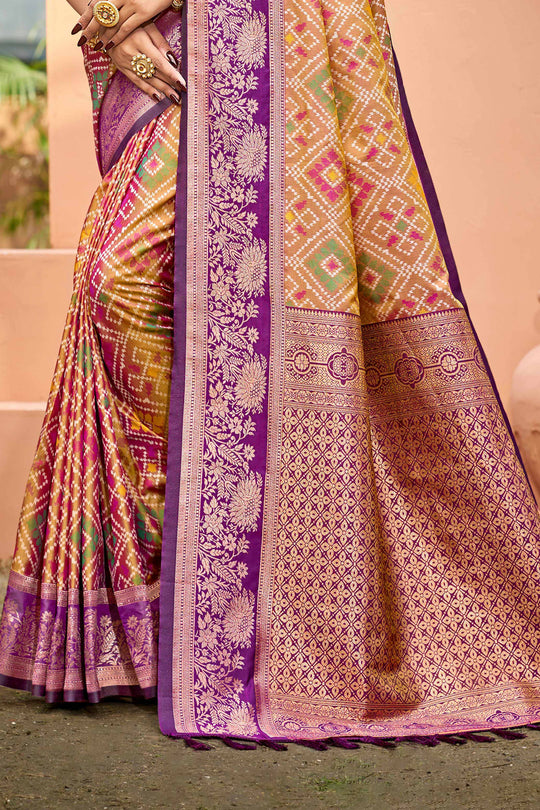 Mustard Gold Soft Silk Woven Work Traditional Saree