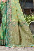 Light Pista Green Soft Silk Woven Work Traditional Saree