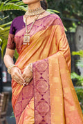 Rust Orange Soft Silk Woven Work Traditional Saree