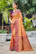 Rust Orange Soft Silk Woven Work Traditional Saree