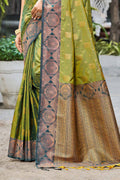 Olive Green Soft Silk Woven Work Traditional Saree