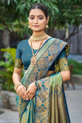 Sage Green Soft Silk Woven Work Traditional Saree
