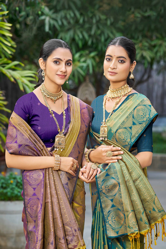Sage Green Soft Silk Woven Work Traditional Saree