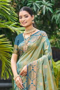 Sage Green Soft Silk Woven Work Traditional Saree
