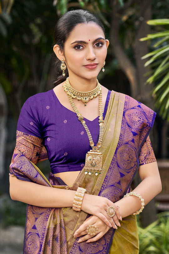 Royal Purple Soft Silk Woven Work Traditional Saree