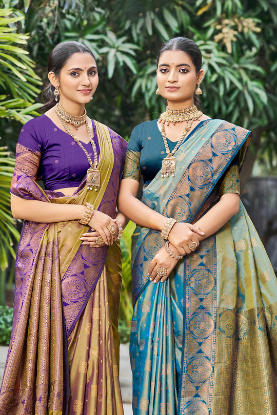 Royal Purple Soft Silk Woven Work Traditional Saree