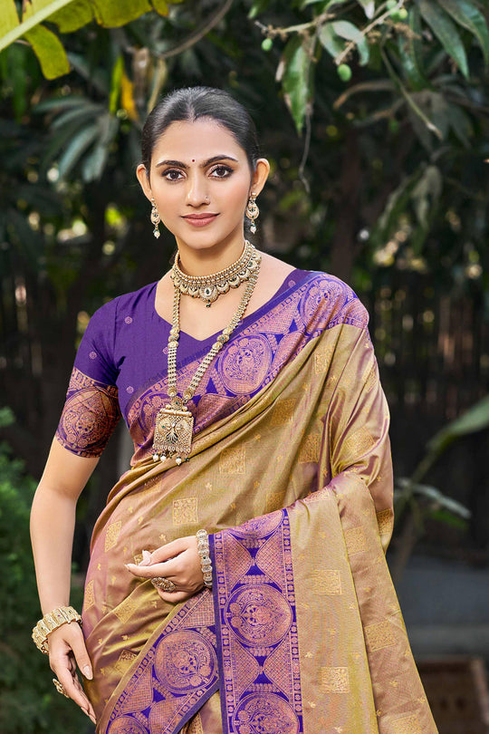 Royal Purple Soft Silk Woven Work Traditional Saree