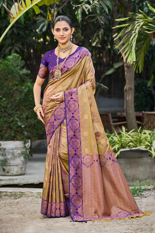 Royal Purple Soft Silk Woven Work Traditional Saree
