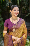 Golden Mustard Soft Silk Woven Work Traditional Saree