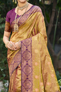Golden Mustard Soft Silk Woven Work Traditional Saree