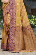 Golden Mustard Soft Silk Woven Work Traditional Saree