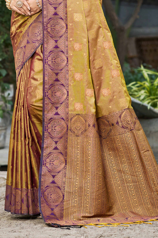 Golden Mustard Soft Silk Woven Work Traditional Saree
