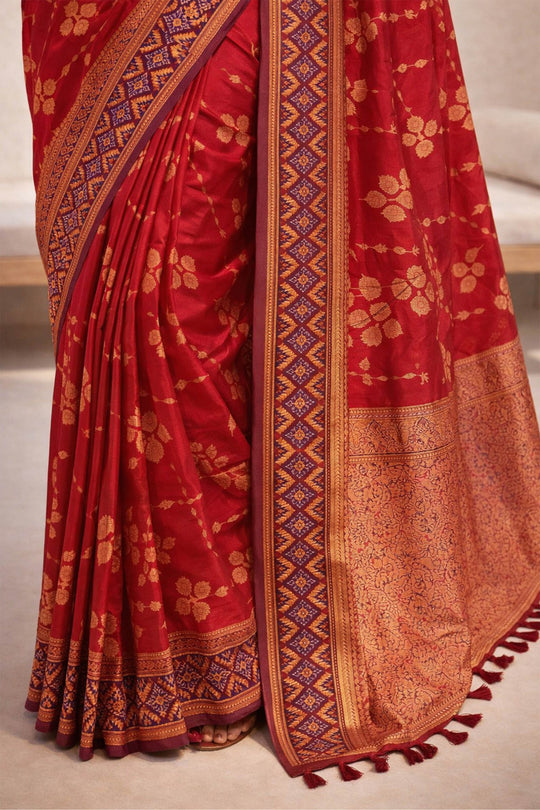 Rani Pink Soft Silk Woven Work Traditional Saree