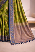 Leaf Green Soft Silk Woven Work Traditional Saree