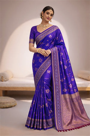 Royal Purple Soft Silk Woven Work Traditional Saree
