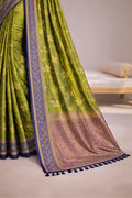 Olive Green Soft Silk Woven Work Traditional Saree