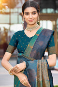 Peacock Green Soft Silk Woven Work Traditional Saree