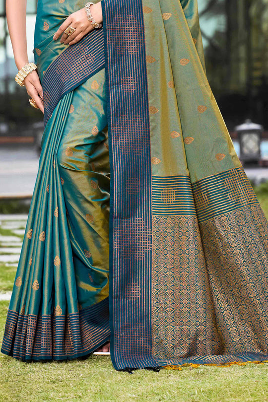 Peacock Green Soft Silk Woven Work Traditional Saree