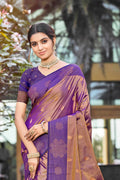 Copper Gold Soft Silk Woven Work Traditional Saree