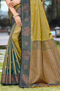 Olive Green Soft Silk Woven Work Traditional Saree