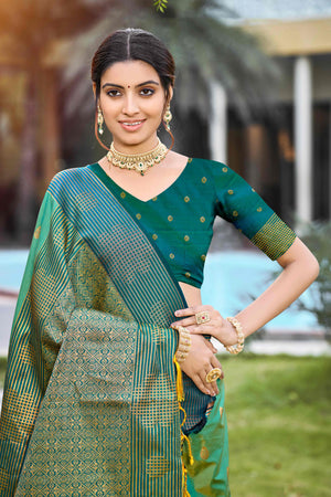 Mehendi Green Soft Silk Woven Work Traditional Saree