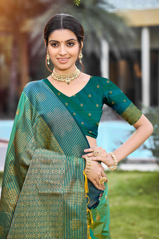 Mehendi Green Soft Silk Woven Work Traditional Saree