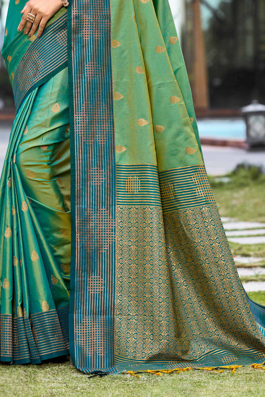 Mehendi Green Soft Silk Woven Work Traditional Saree