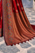 Classic Red Soft Silk Woven Work Traditional Saree