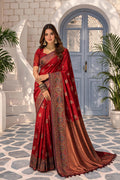 Classic Red Soft Silk Woven Work Traditional Saree