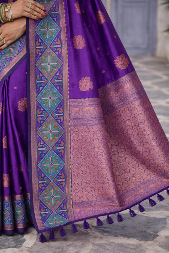 Royal Purple Soft Silk Woven Work Traditional Saree