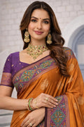 Bronze Brown Soft Silk Woven Work Traditional Saree