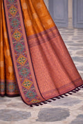 Bronze Brown Soft Silk Woven Work Traditional Saree