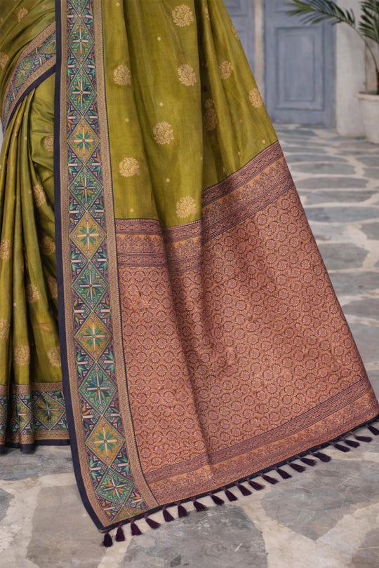 Mehendi Olive Soft Silk Woven Work Traditional Saree